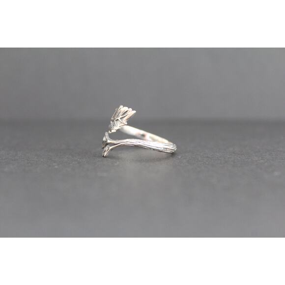 Sterling Silver Adjustable Leaf Ring, Silver Adjustable Leaf Ring - Picture 4 of 6